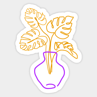 Monstera Love (orange-purple) Sticker